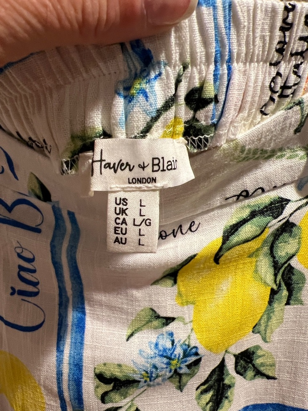 Haver & Blair Maxi Skirt Women L Linen Summer Italian Vacation Print Pockets - Picture 2 of 6